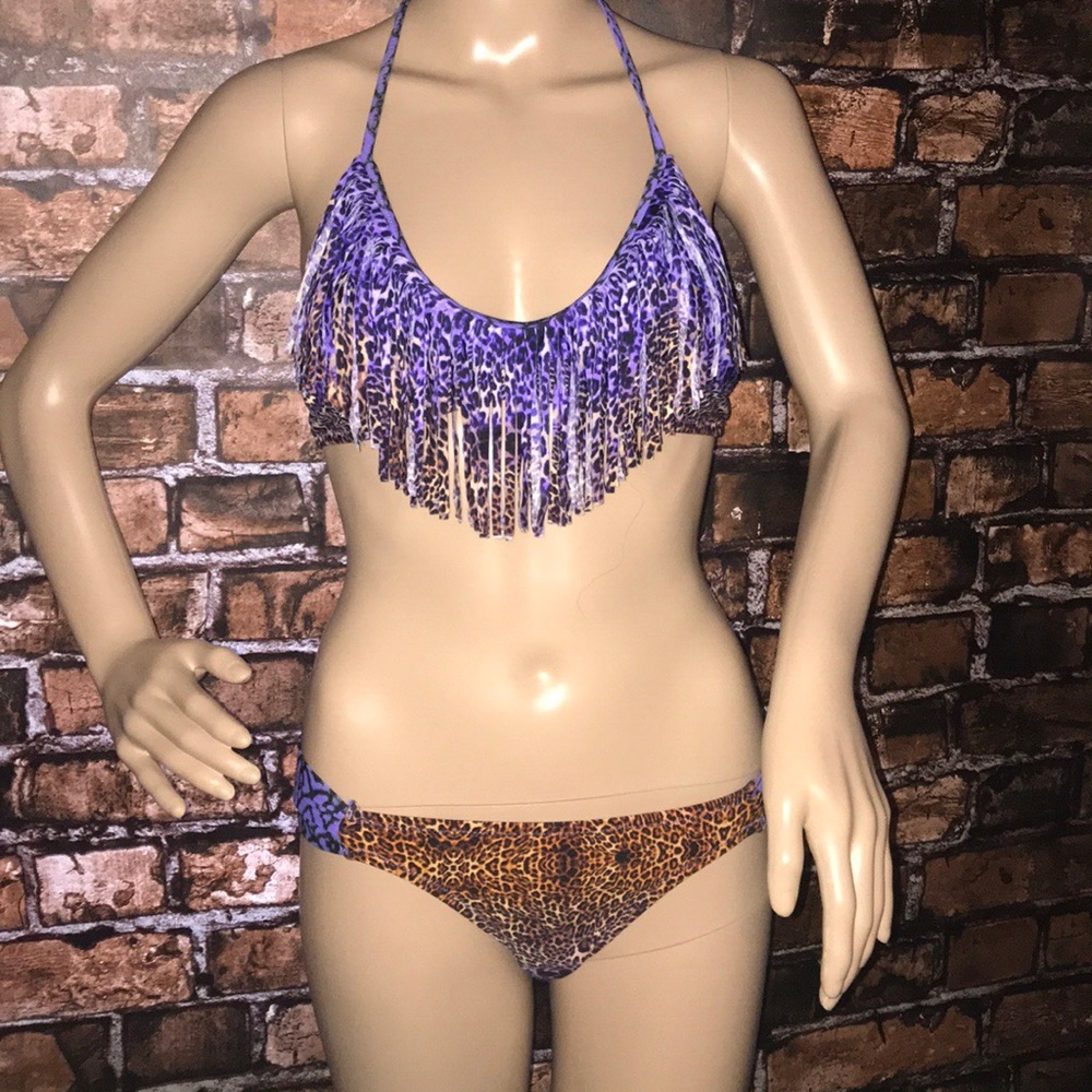 Radio Fiji bikini leopard print with fringe